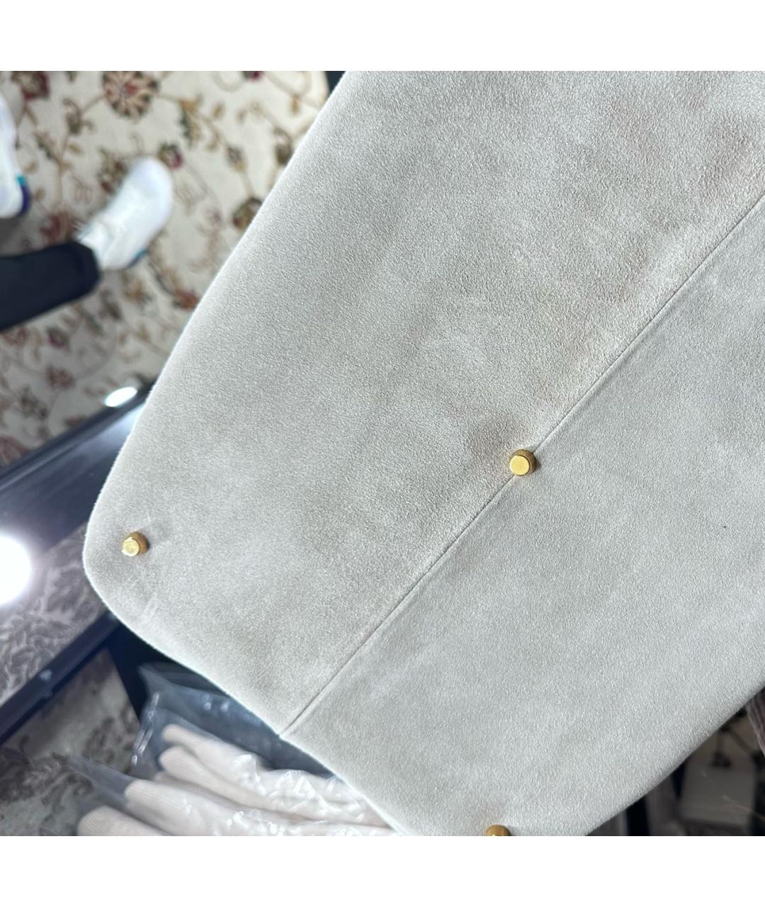 KHAITE Серая замшевая сумка тоут, фото 5