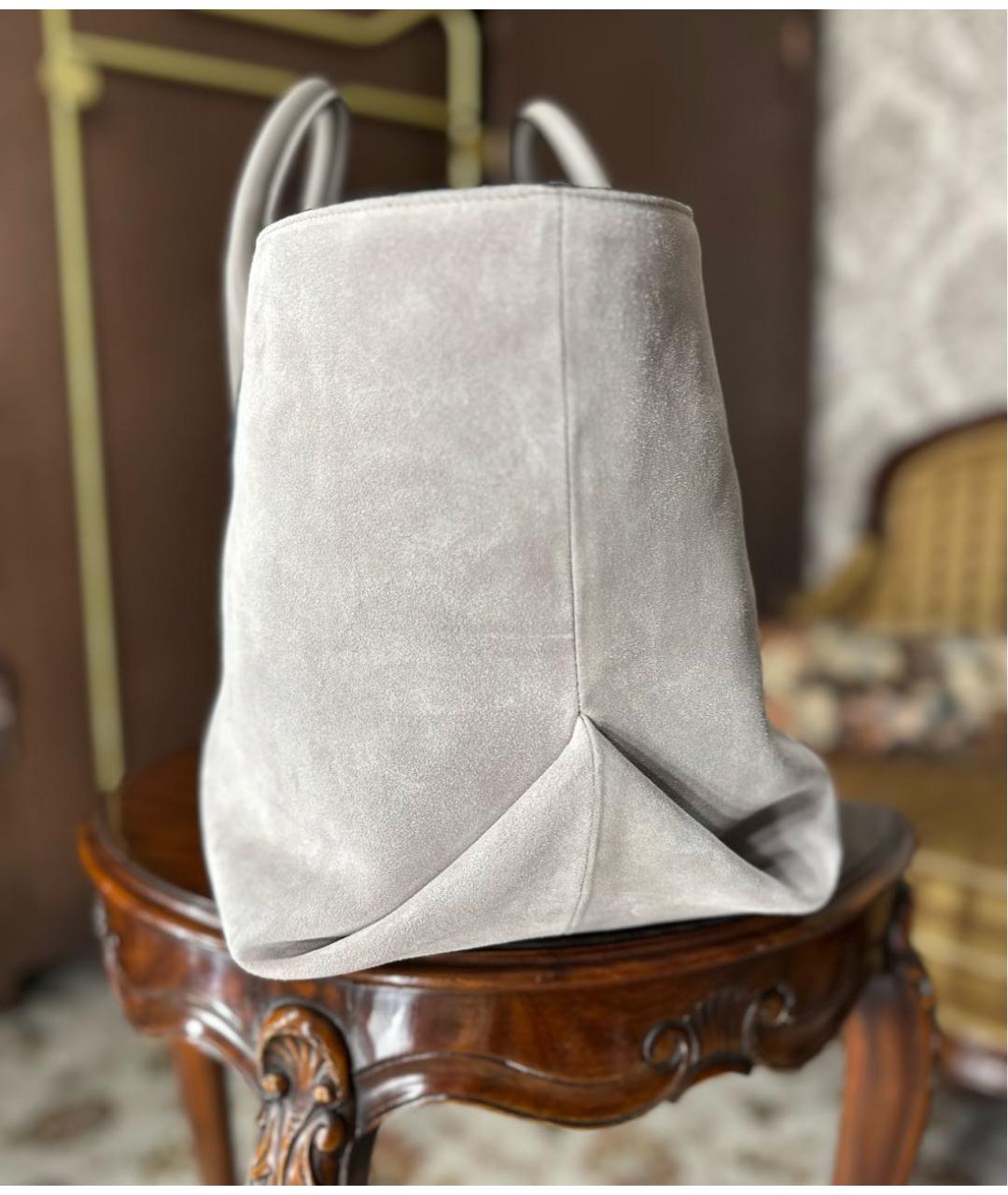 KHAITE Серая замшевая сумка тоут, фото 2