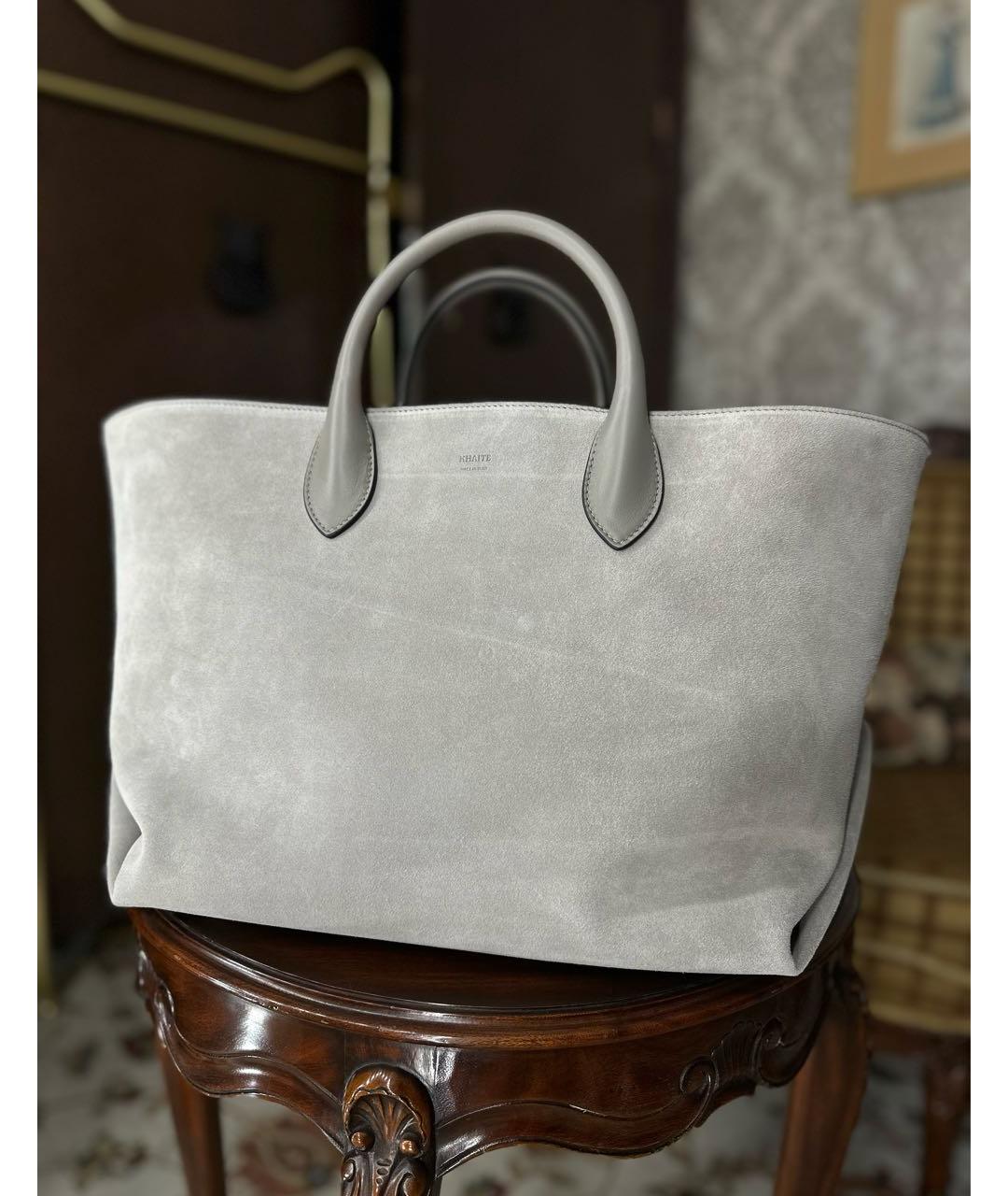 KHAITE Серая замшевая сумка тоут, фото 6