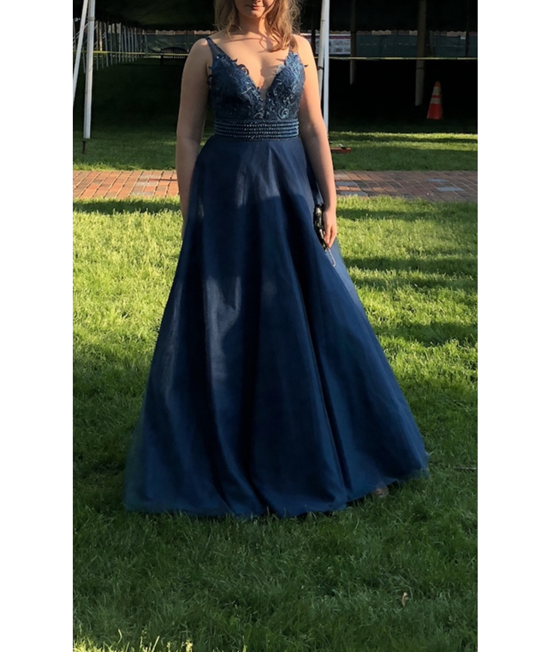 BASIX Темно-синее полиэстеровое вечернее платье, фото 6