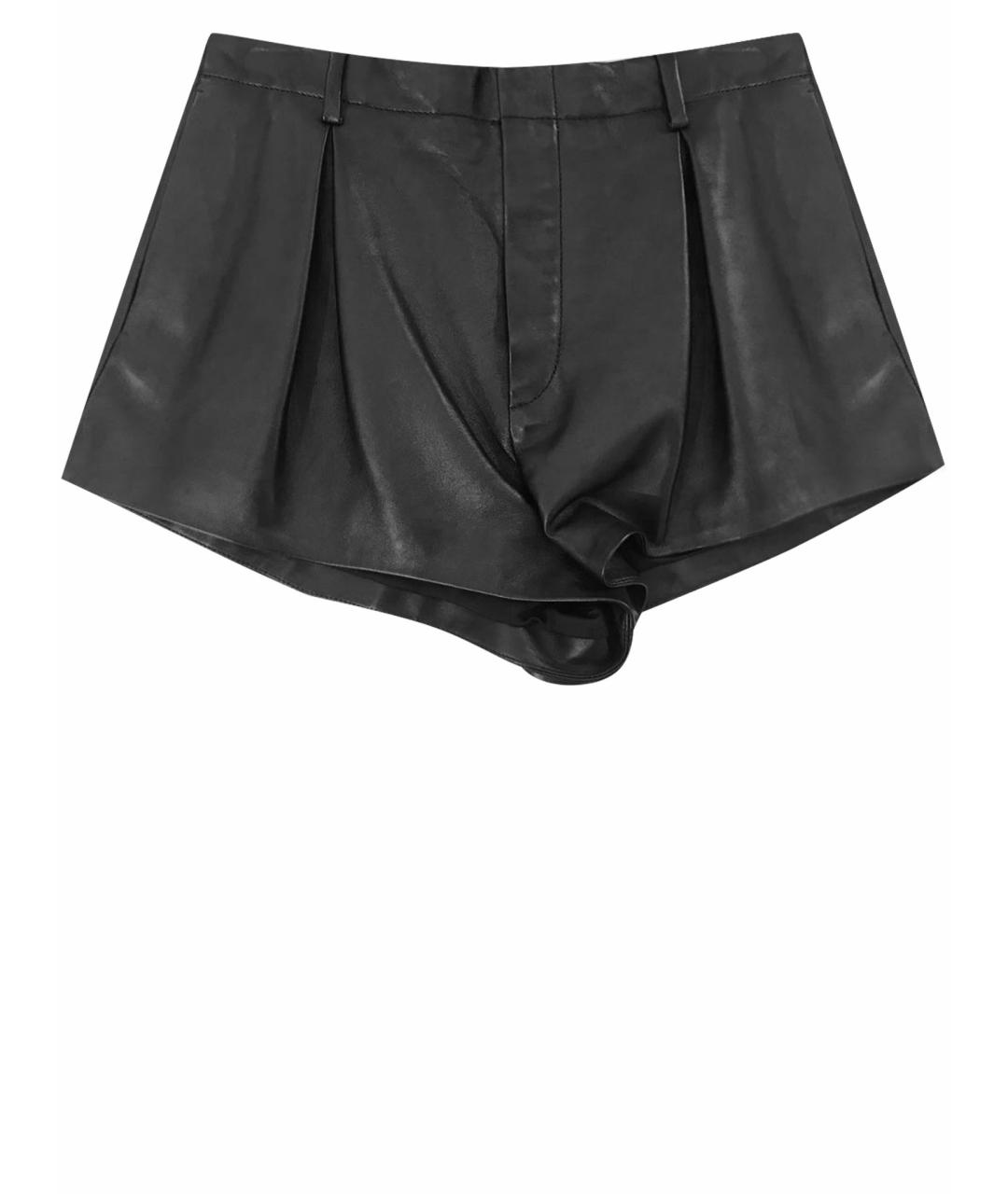 SAINT LAURENT Черные кожаные шорты, фото 1