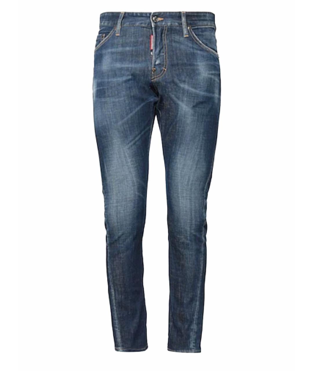 DSQUARED2 Темно-синие хлопко-эластановые джинсы скинни, фото 1