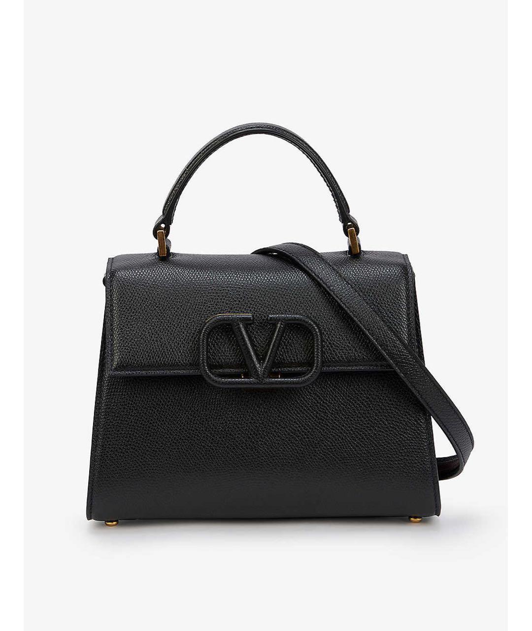 VALENTINO Темно-синяя кожаная сумка с короткими ручками, фото 5