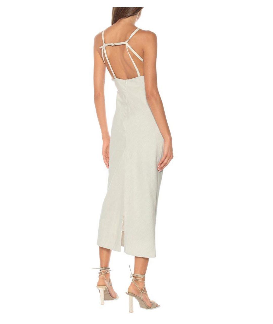 JACQUEMUS Бежевое льняное повседневное платье, фото 3