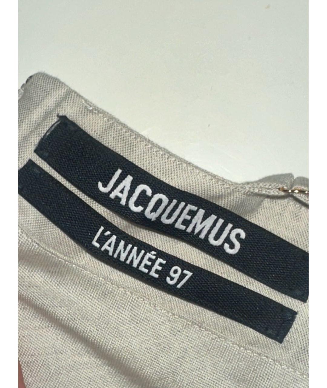 JACQUEMUS Бежевое льняное повседневное платье, фото 7