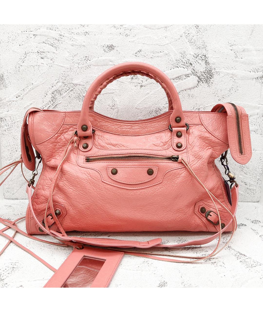 BALENCIAGA Розовая кожаная сумка с короткими ручками, фото 7