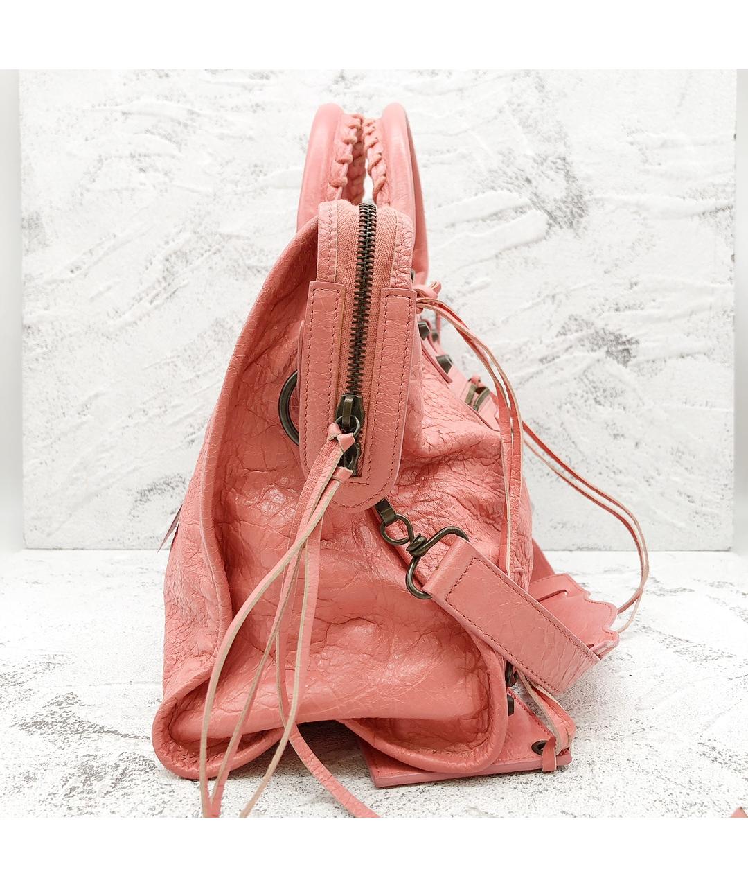 BALENCIAGA Розовая кожаная сумка с короткими ручками, фото 3