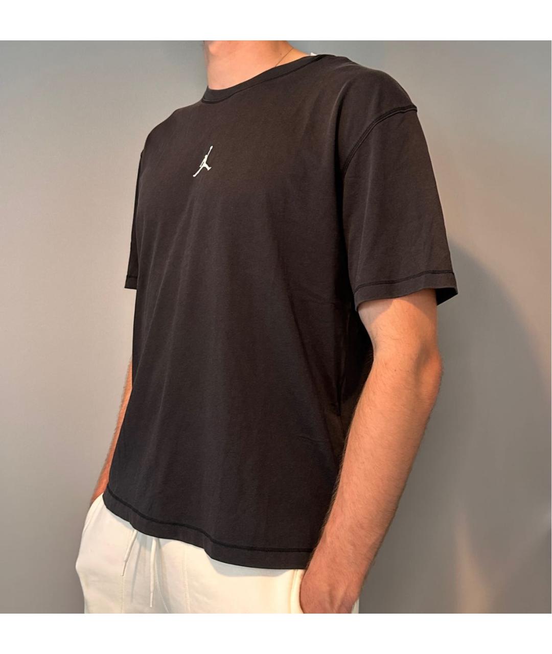 JORDAN Черная хлопко-полиэстеровая футболка, фото 2