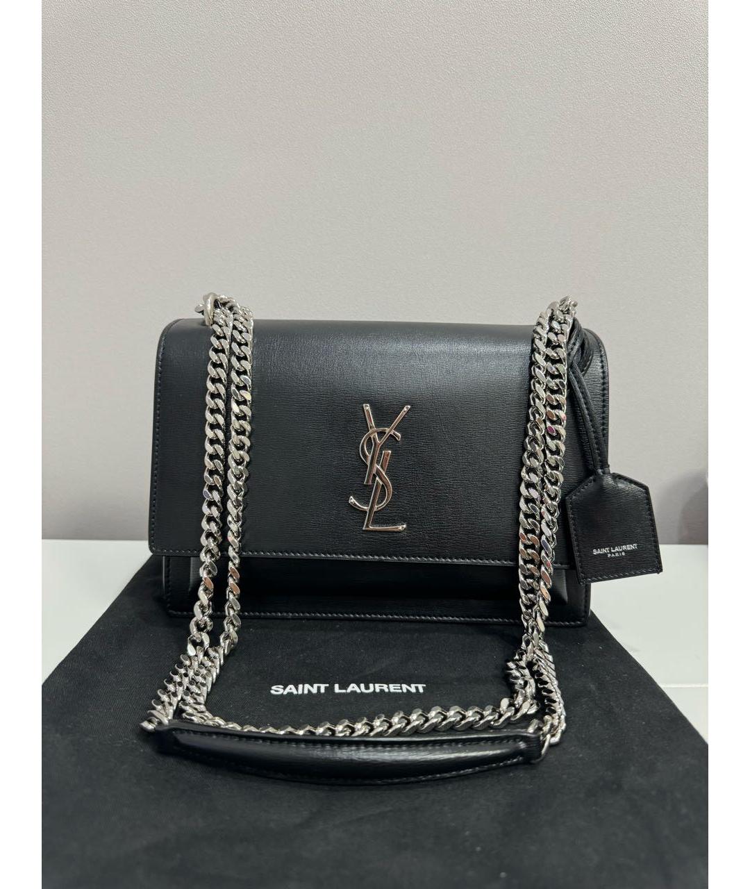 SAINT LAURENT Черная кожаная сумка через плечо, фото 8