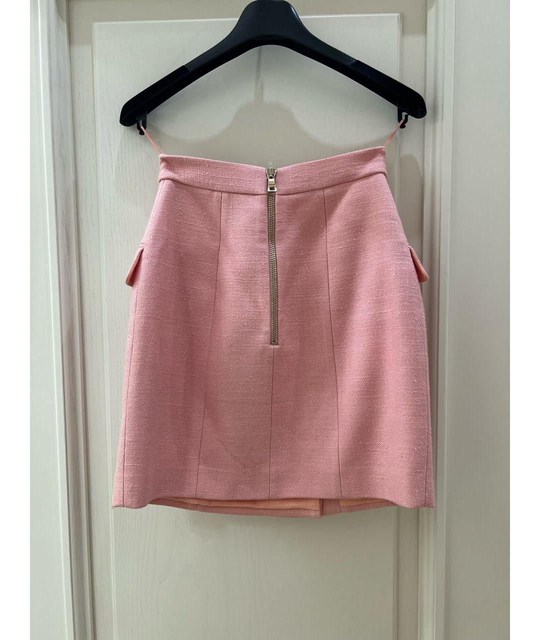 BALMAIN Розовая твидовая юбка мини, фото 2