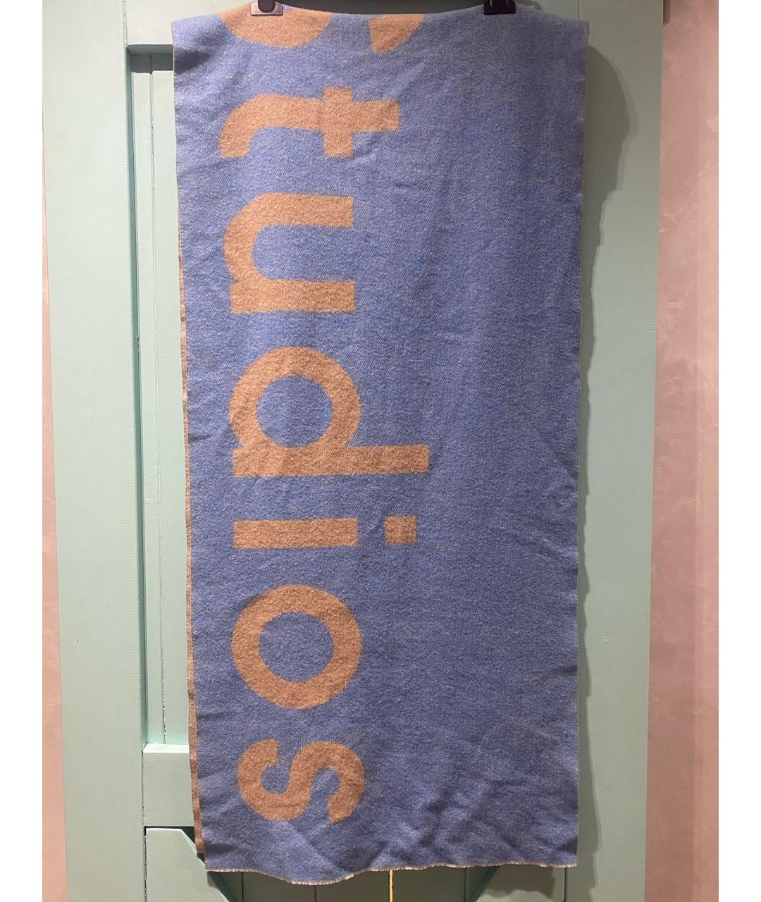 ACNE STUDIOS Голубой шерстяной шарф, фото 3