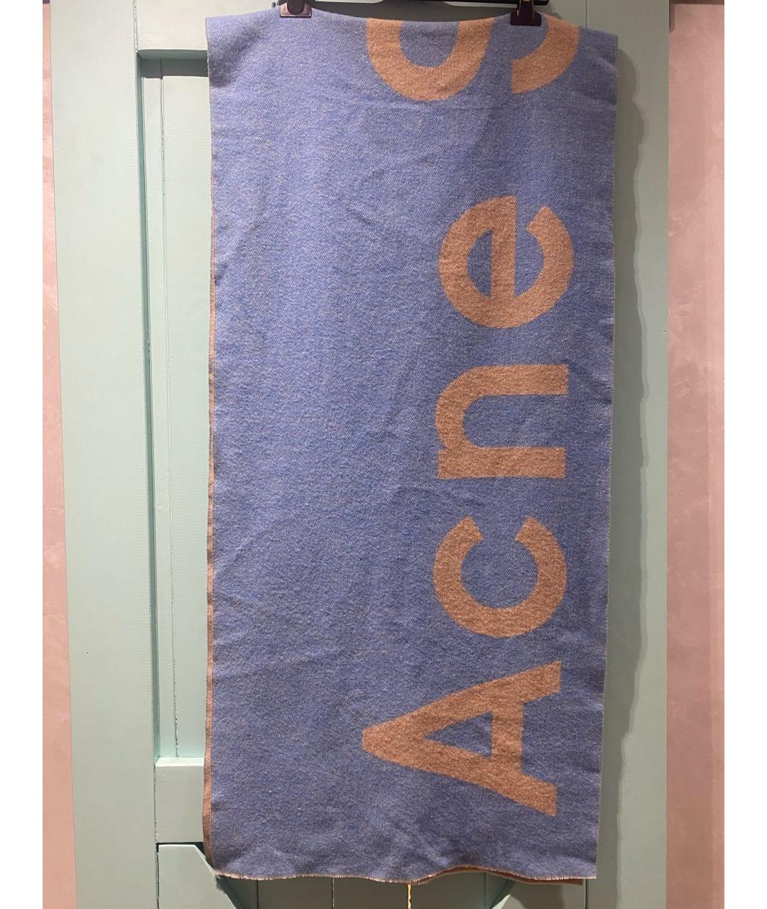 ACNE STUDIOS Голубой шерстяной шарф, фото 4