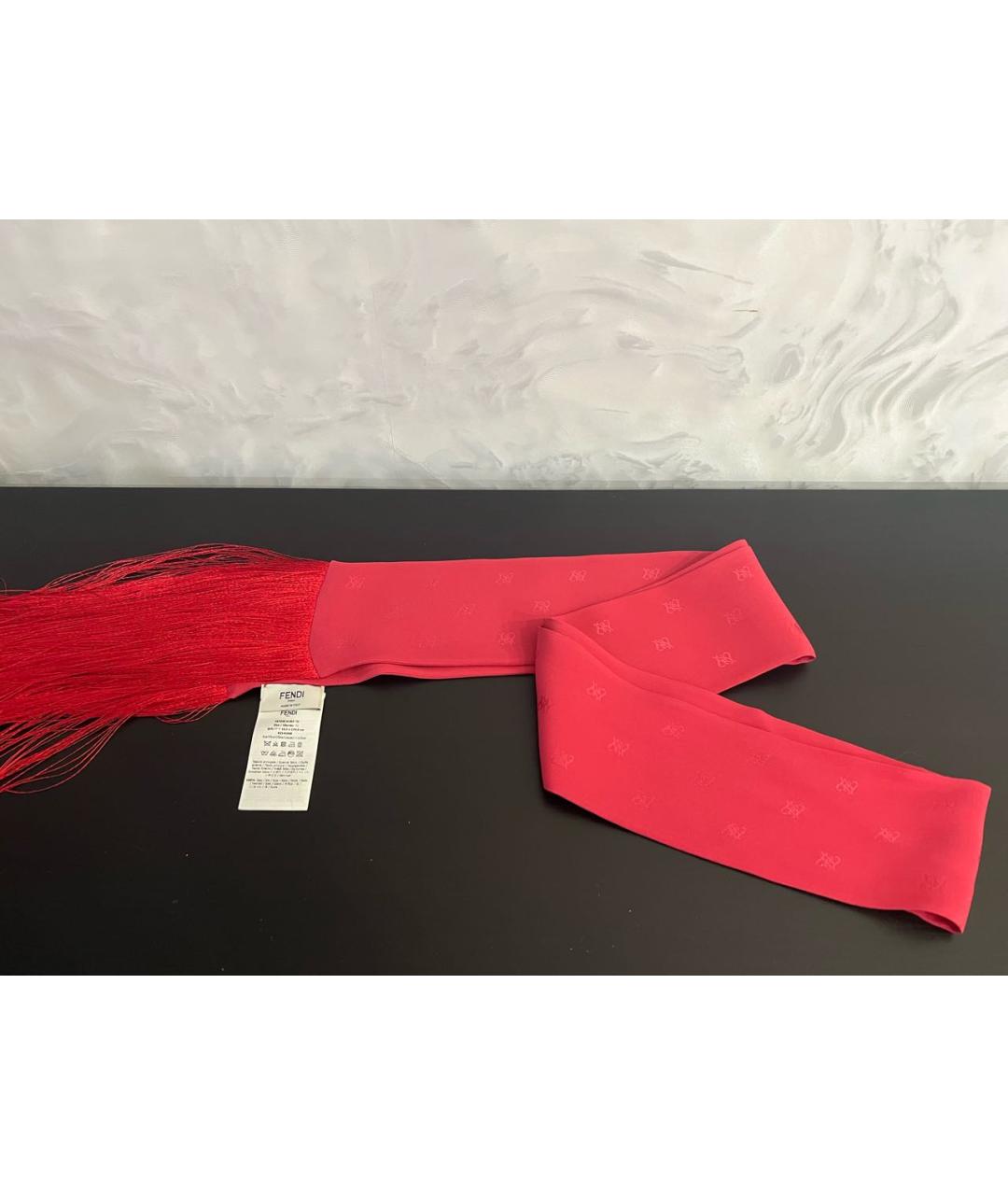 FENDI Красный шелковый платок, фото 5