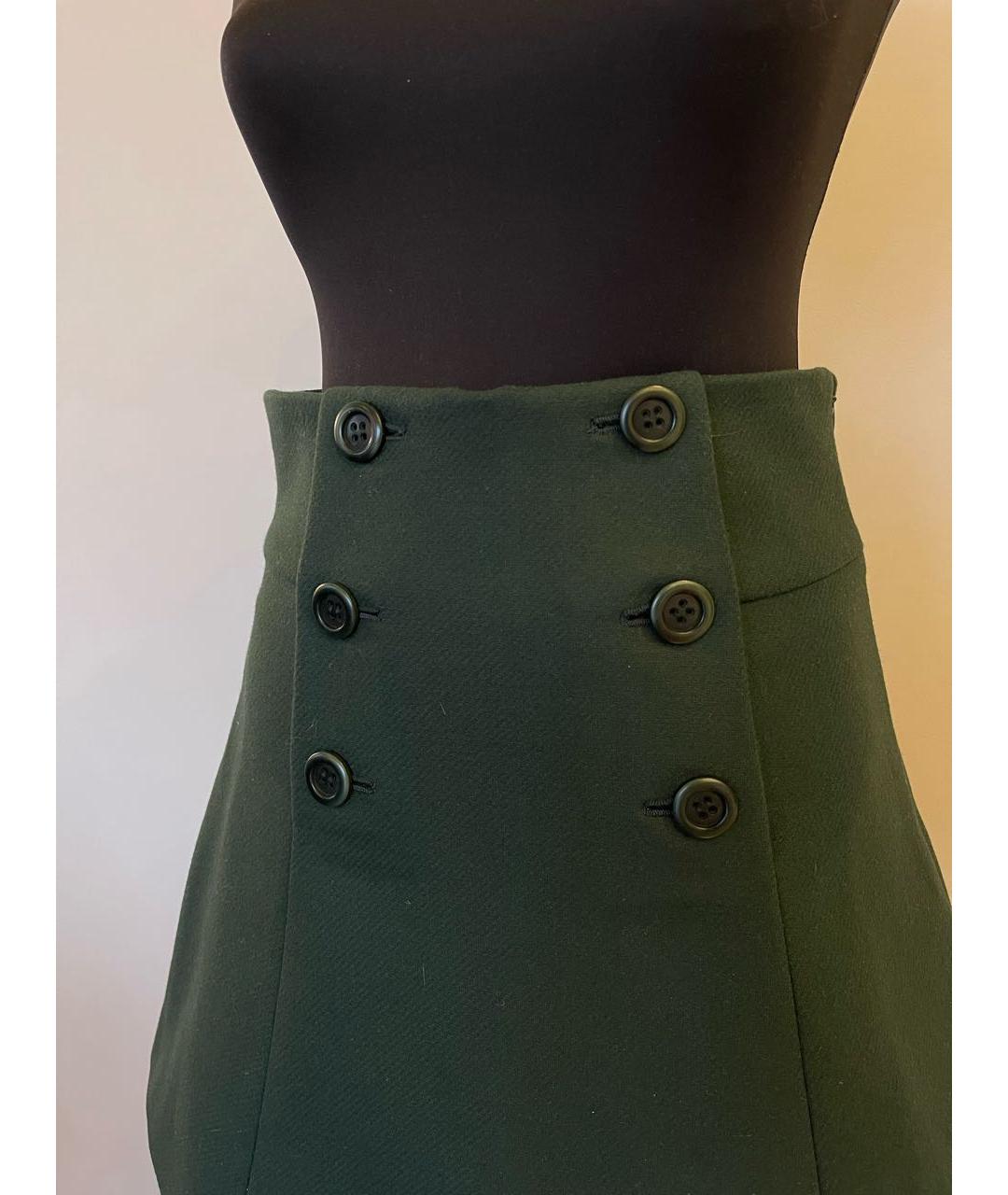 RED VALENTINO Зеленая шерстяная юбка мини, фото 2
