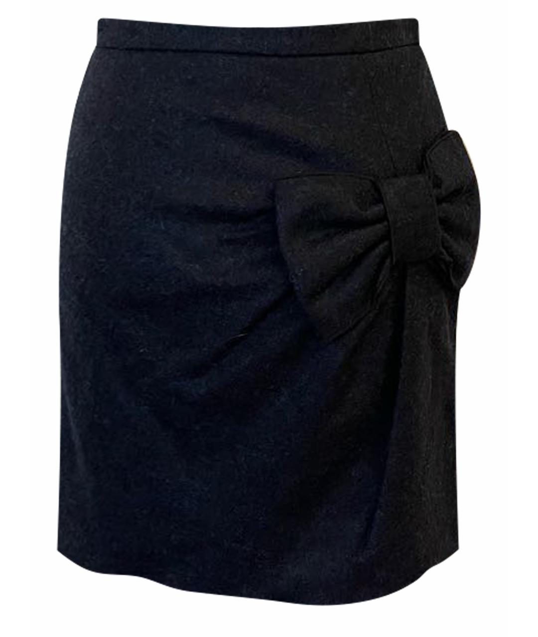 LOVE MOSCHINO Темно-синяя шерстяная юбка мини, фото 1