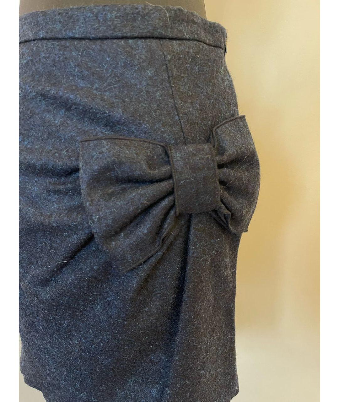 LOVE MOSCHINO Темно-синяя шерстяная юбка мини, фото 2