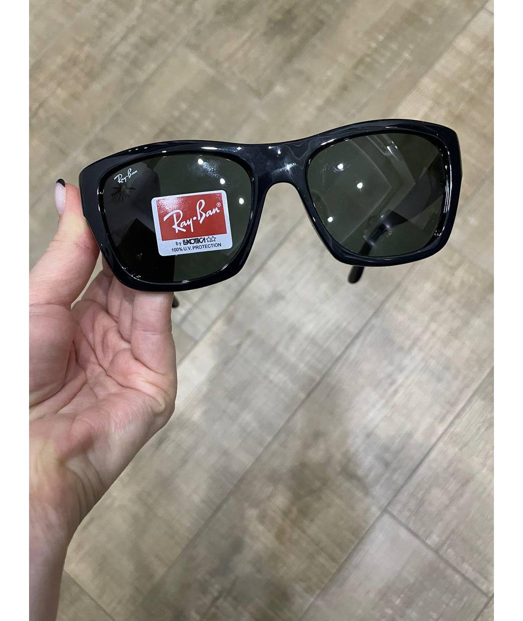 RAY BAN Черные пластиковые солнцезащитные очки, фото 6