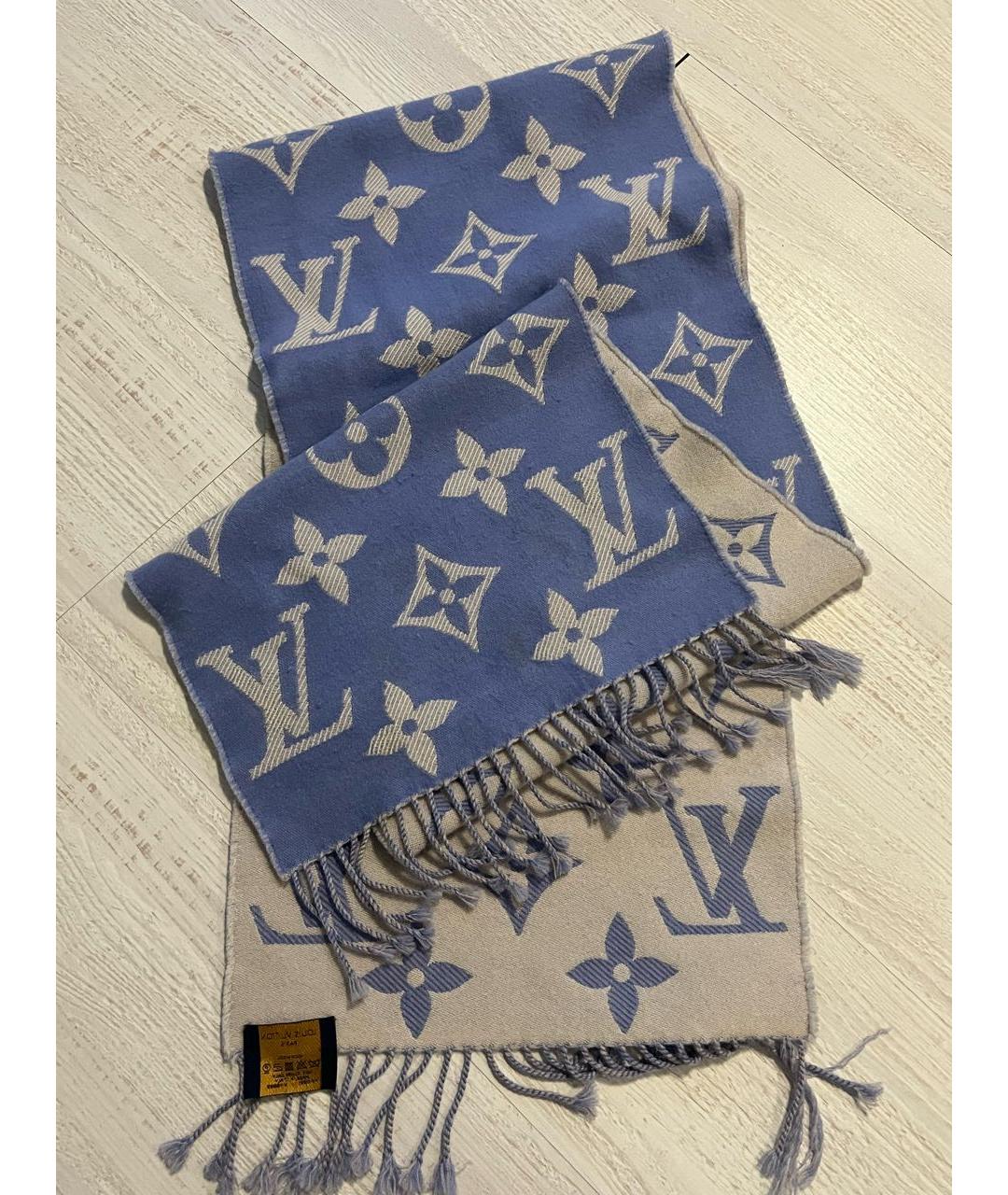 LOUIS VUITTON PRE-OWNED Голубой кашемировый шарф, фото 2