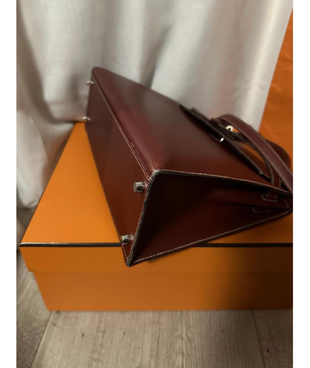 HERMES PRE-OWNED Бордовая кожаная сумка с короткими ручками, фото 6