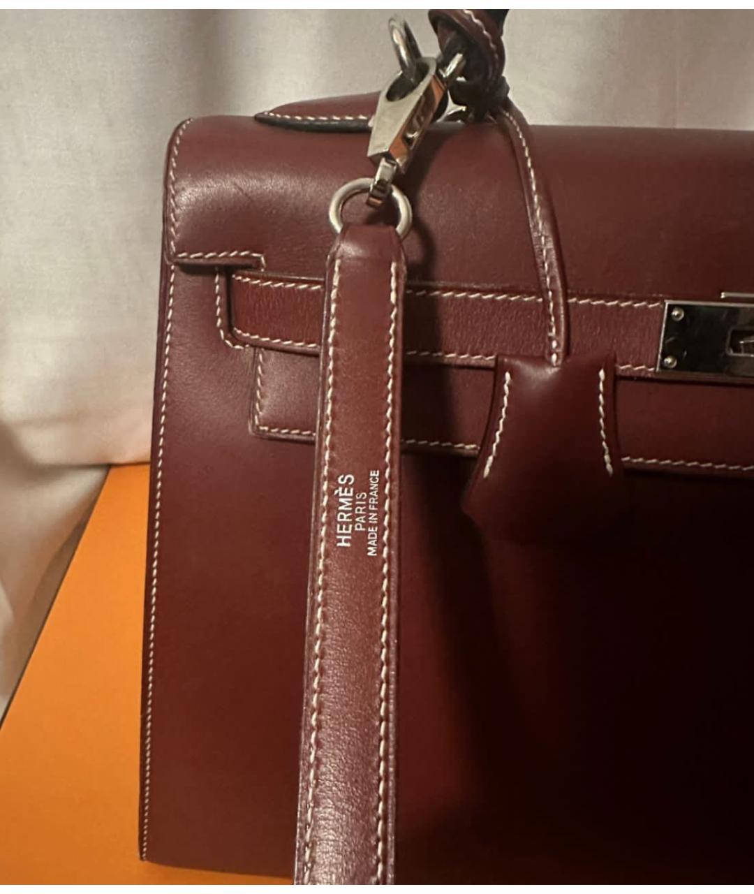 HERMES PRE-OWNED Бордовая кожаная сумка с короткими ручками, фото 8