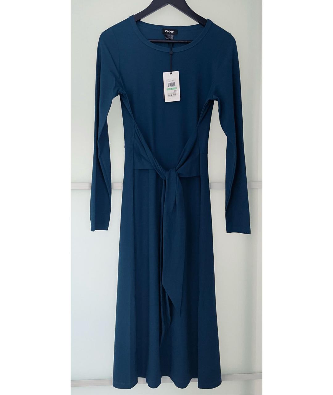 DKNY Синее вискозное повседневное платье, фото 9