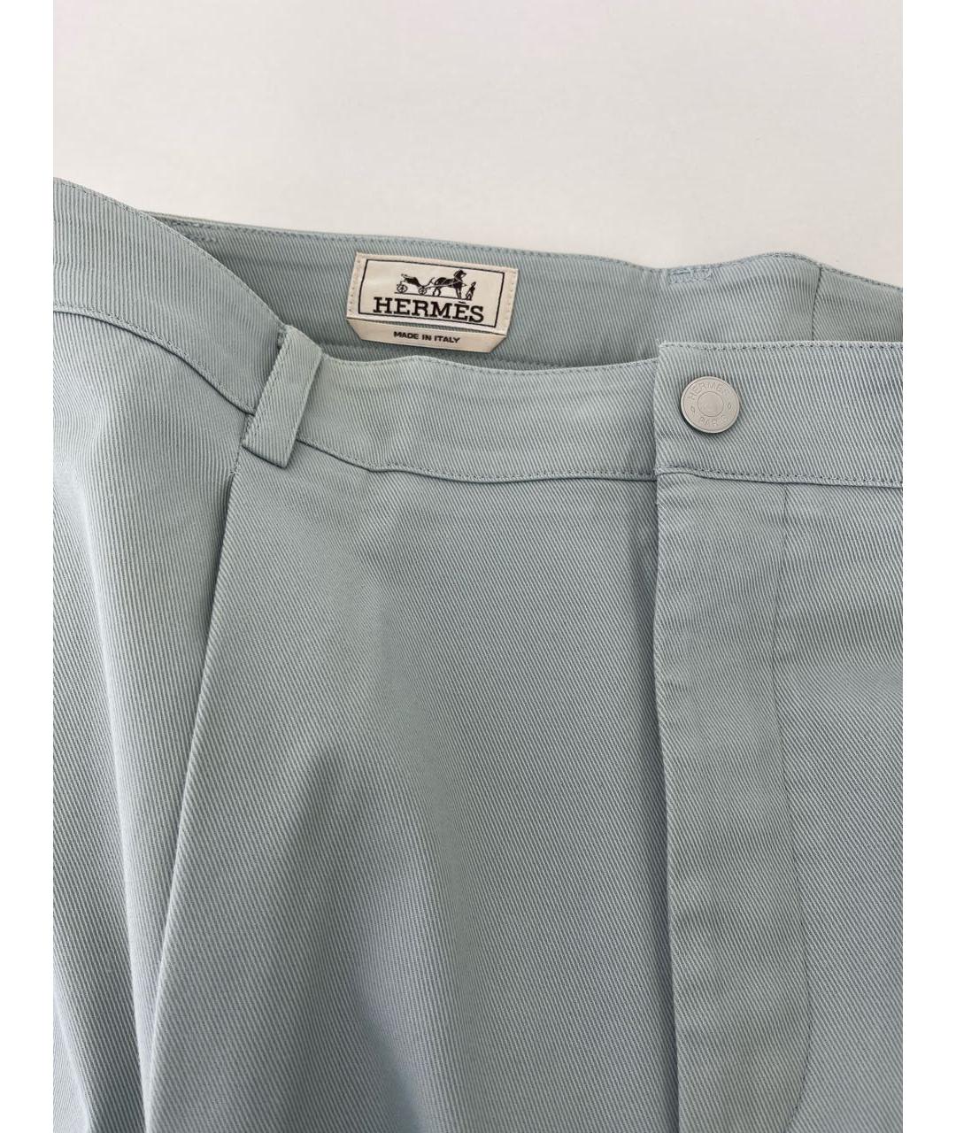 HERMES PRE-OWNED Голубые хлопковые брюки чинос, фото 3
