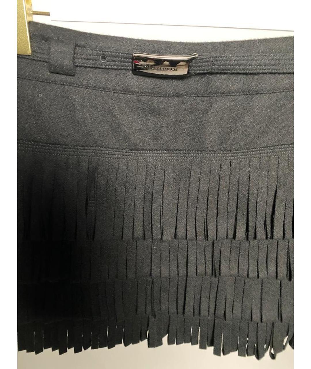 ERMANNO ERMANNO Черная шерстяная юбка мини, фото 2