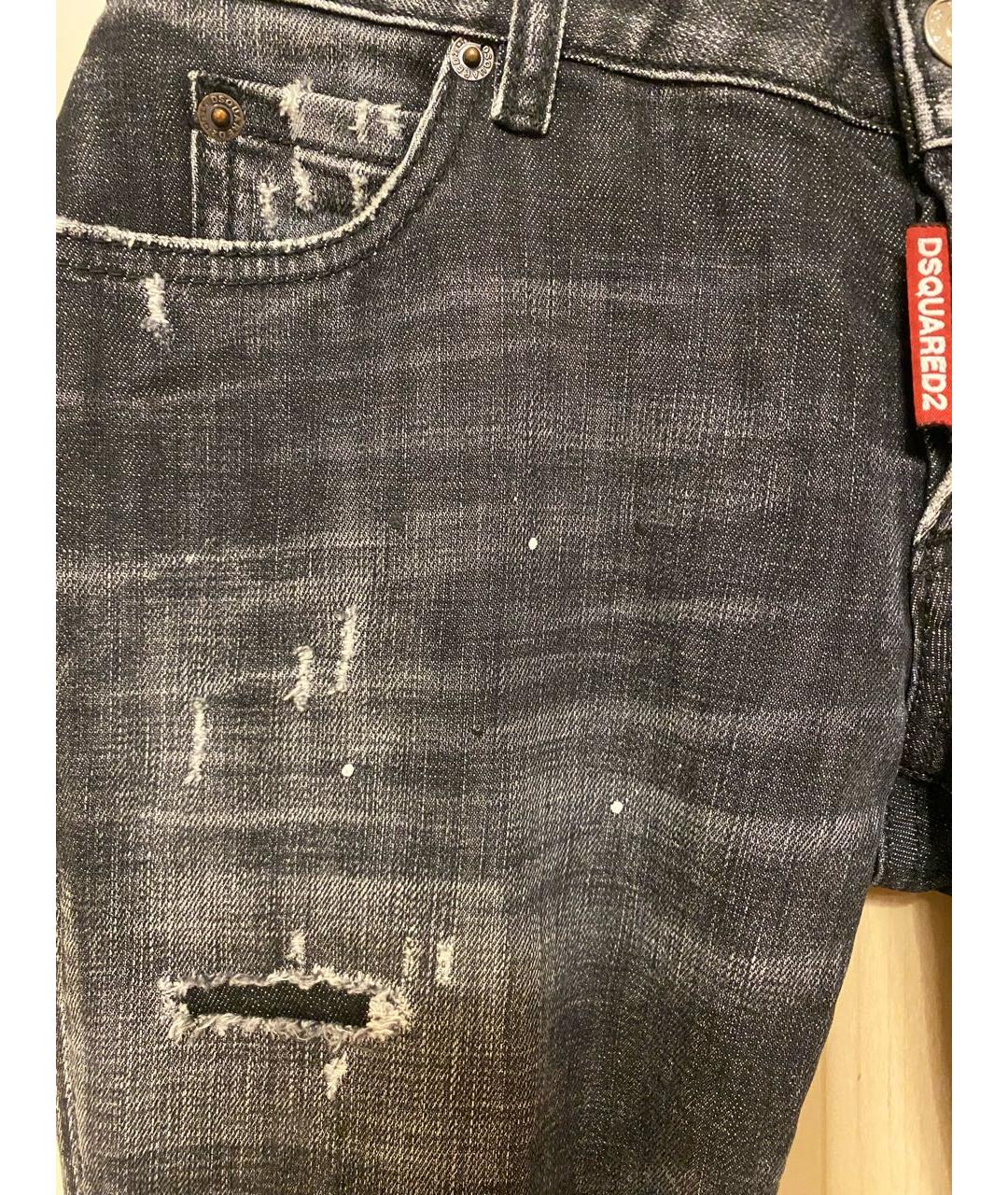 DSQUARED2 Антрацитовые хлопковые джинсы слим, фото 8