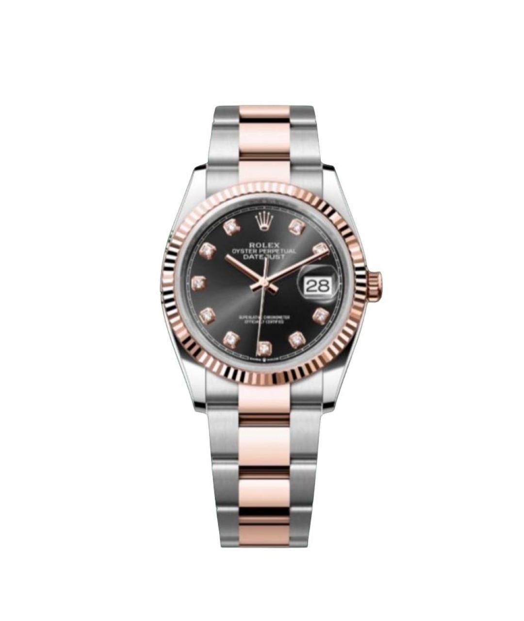 ROLEX Черные часы из розового золота, фото 3