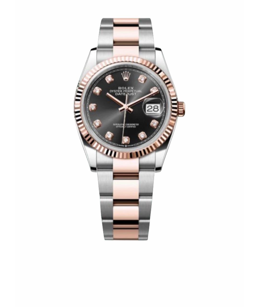 ROLEX Черные часы из розового золота, фото 1