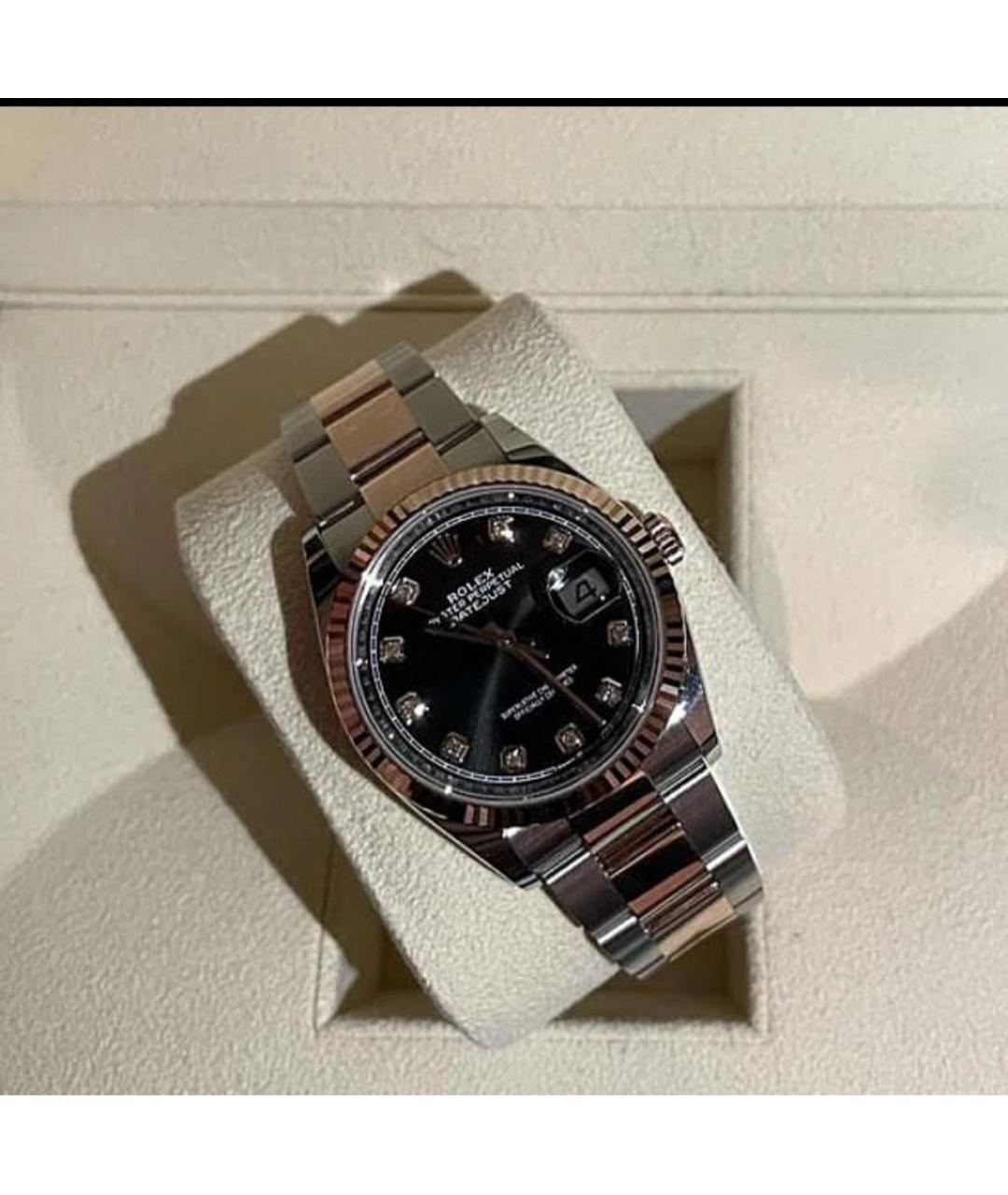 ROLEX Черные часы из розового золота, фото 2