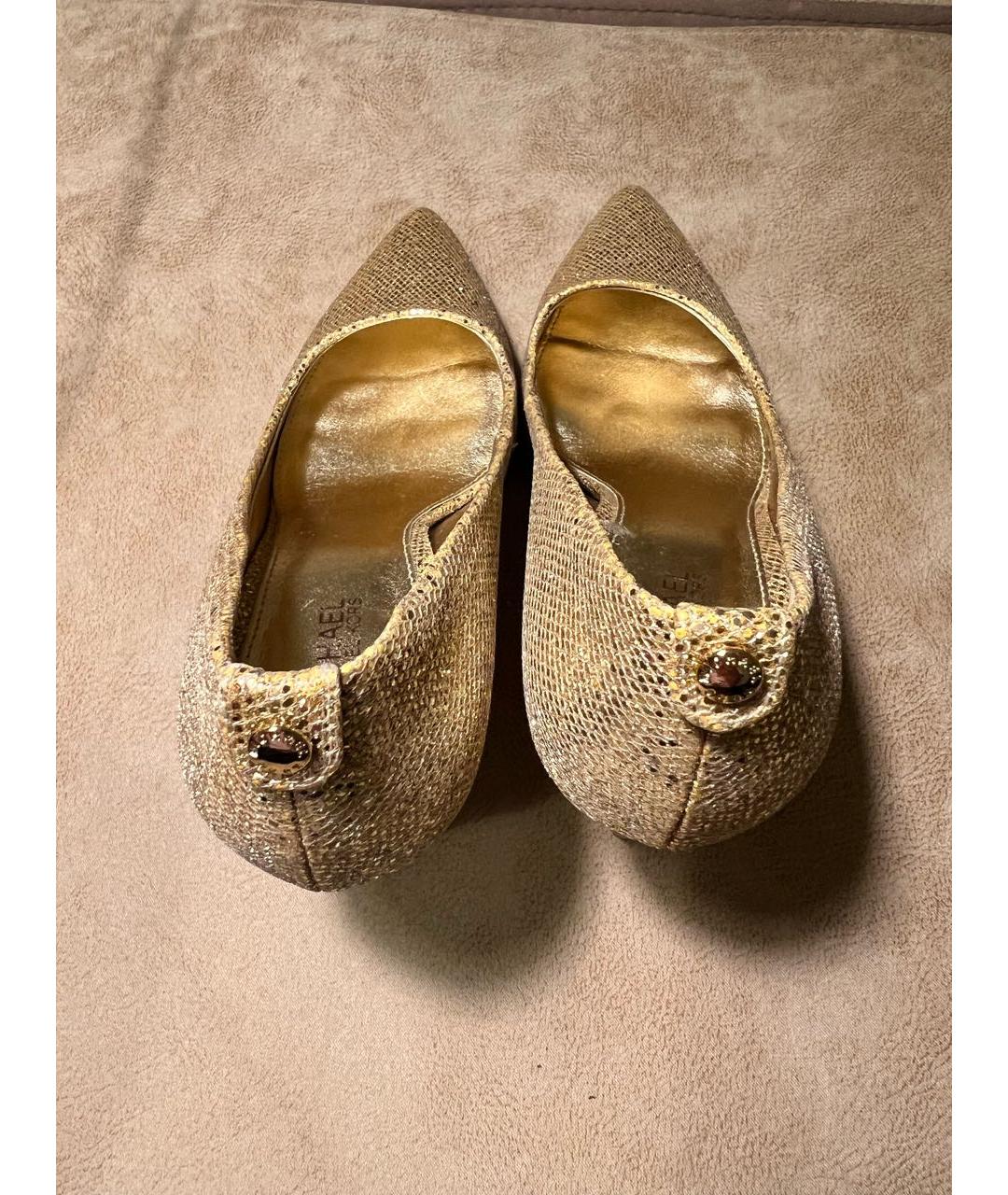 MICHAEL KORS Золотые кожаные туфли, фото 3