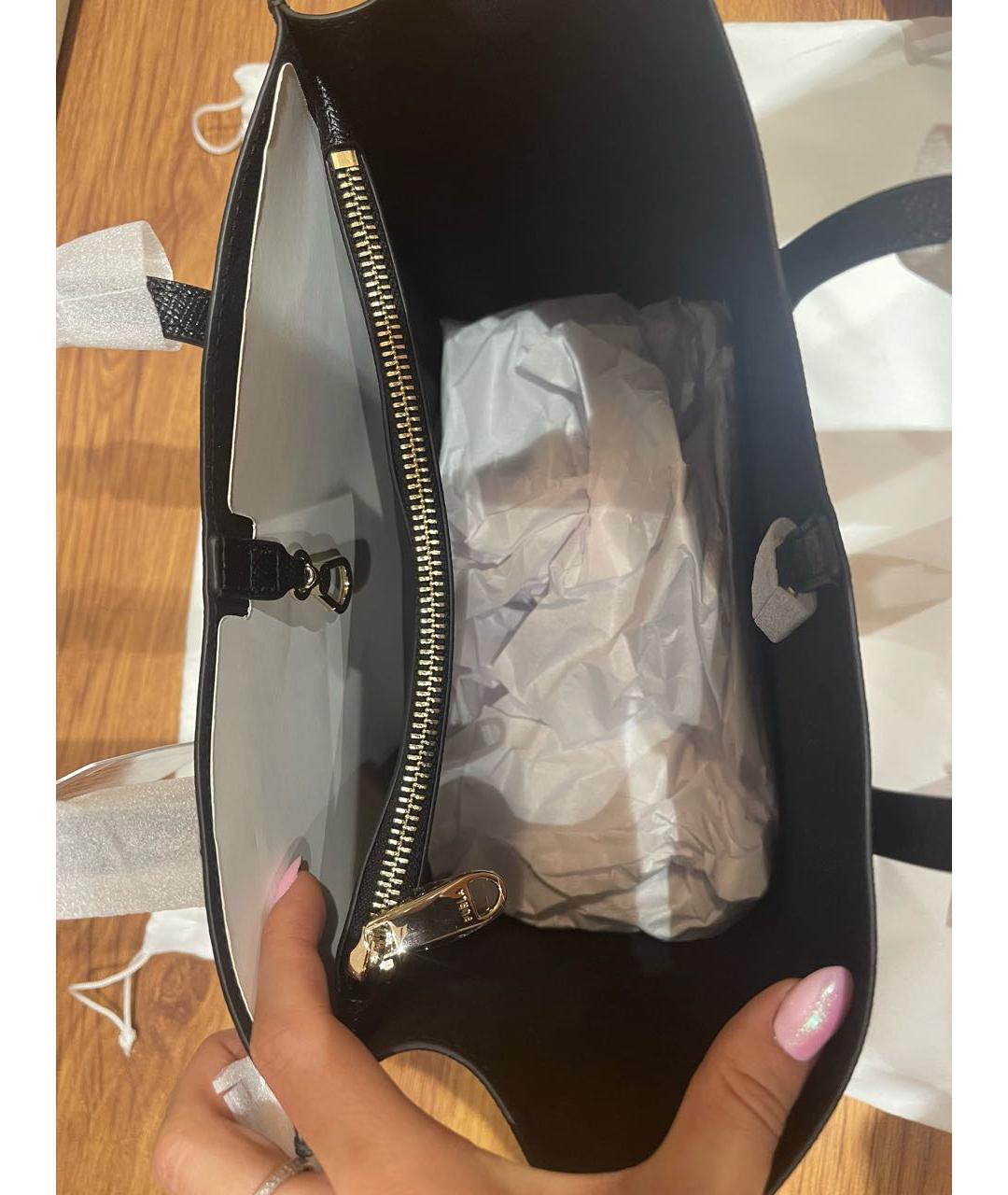 FURLA Черная кожаная сумка тоут, фото 8