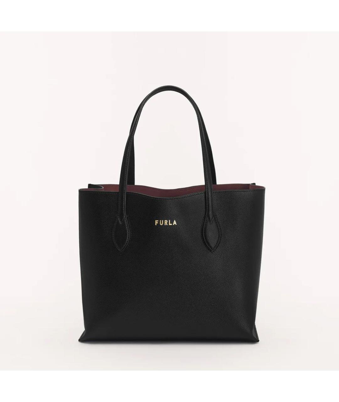 FURLA Черная кожаная сумка тоут, фото 9