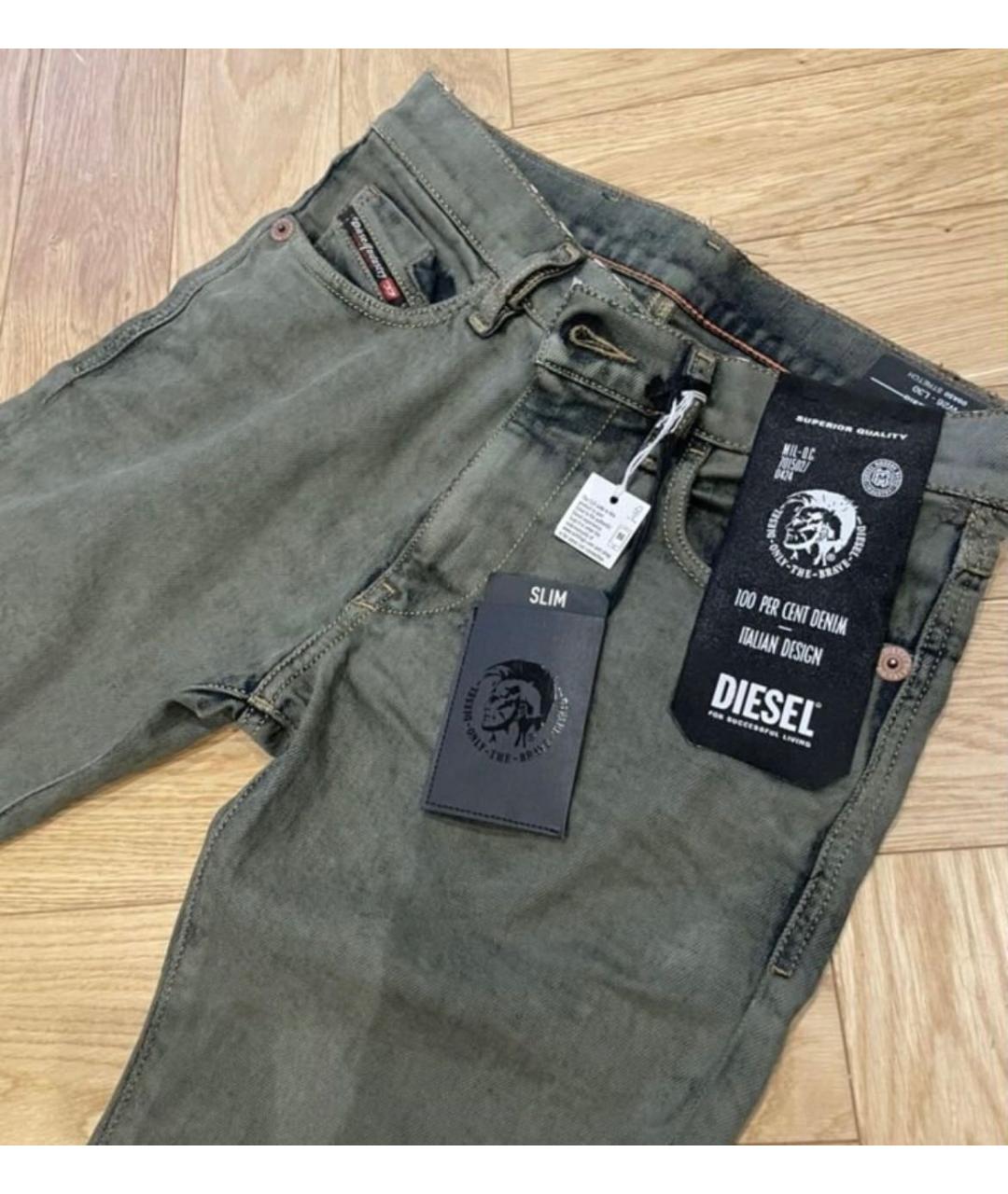DIESEL Хаки хлопковые джинсы скинни, фото 3