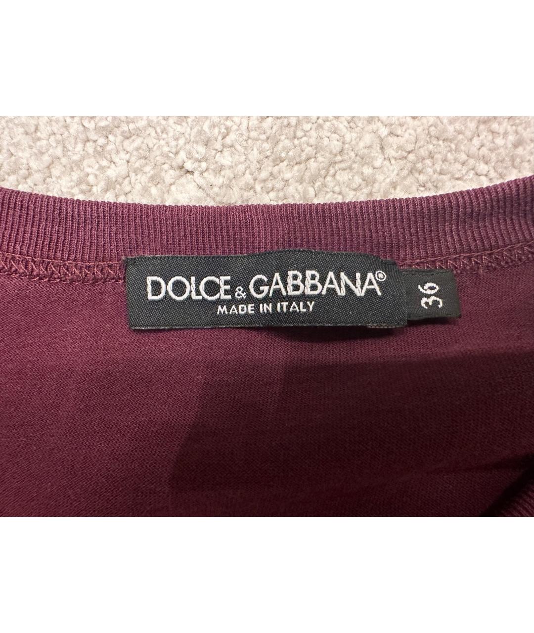 DOLCE&GABBANA Бордовая хлопковая футболка, фото 3
