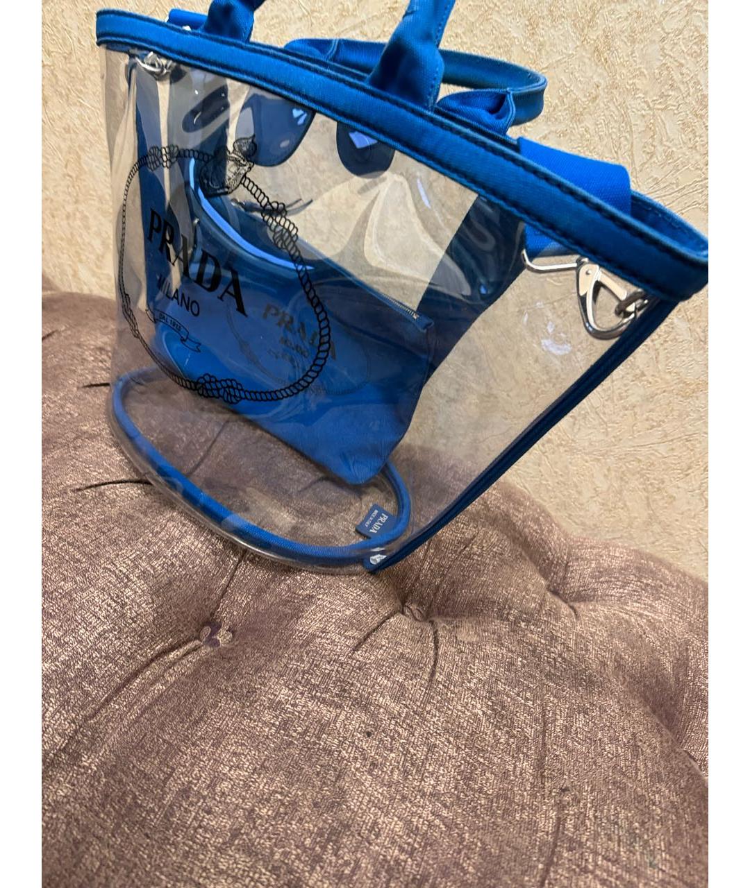 PRADA Голубая деним пляжная сумка, фото 4