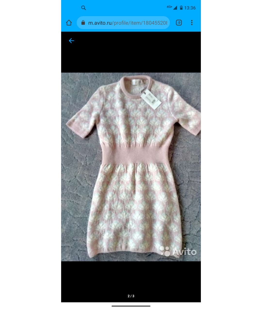 TAK.ORI Розовое шерстяное повседневное платье, фото 4