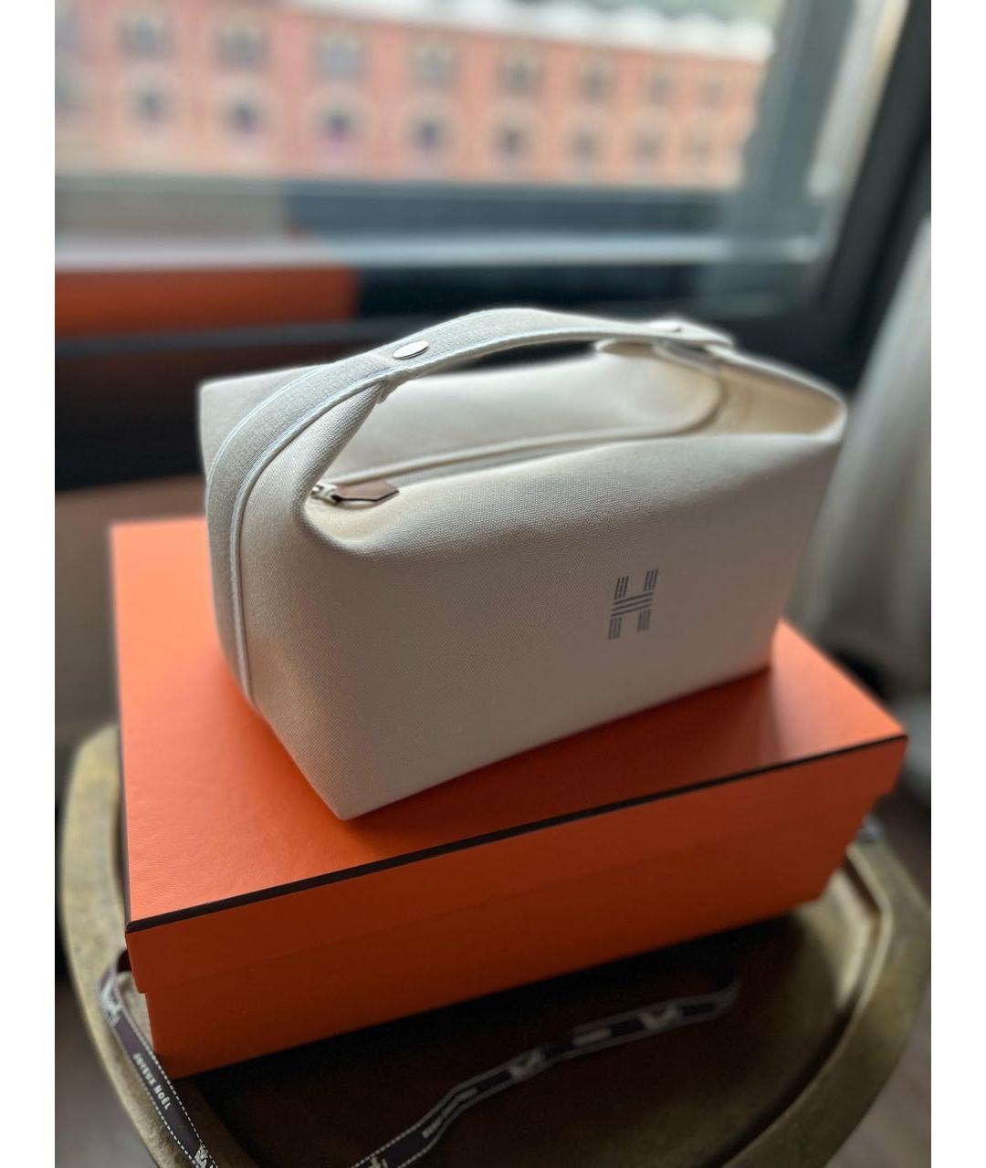 HERMES PRE-OWNED Бежевая жаккардовая косметичка, фото 3