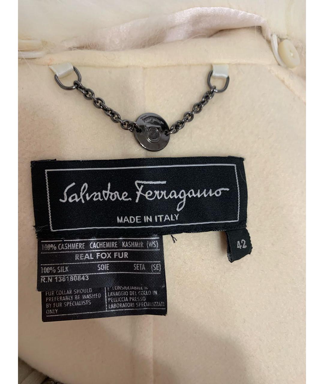 SALVATORE FERRAGAMO Белая меховая шуба, фото 4