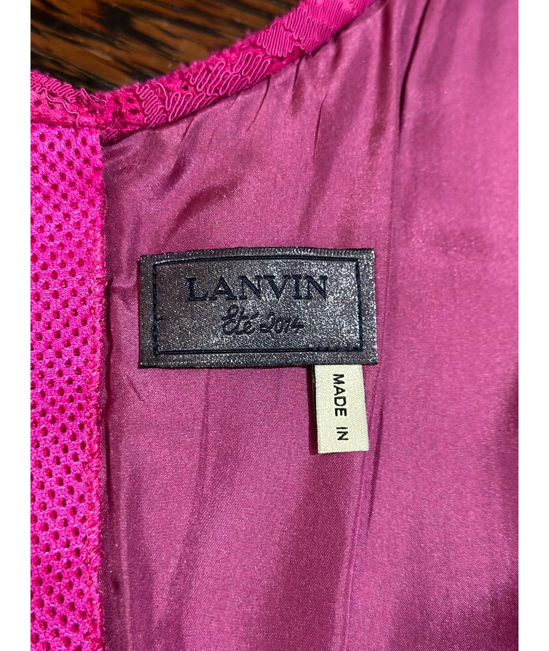 LANVIN Фуксия кружевное коктейльное платье, фото 3