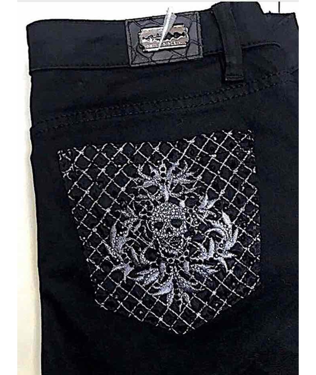 PHILIPP PLEIN Черные хлопко-эластановые прямые джинсы, фото 3