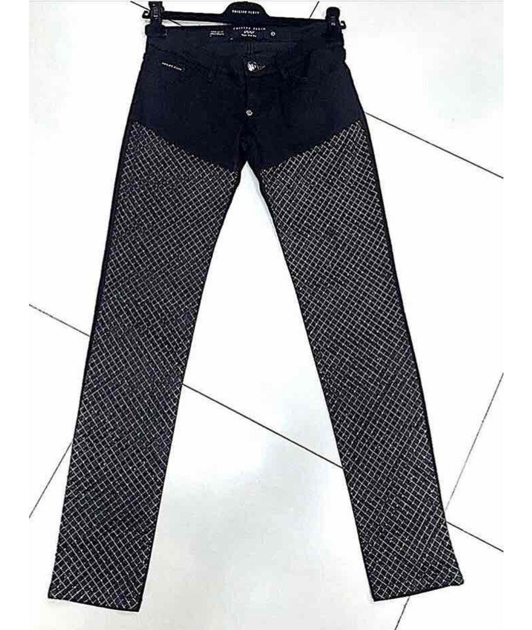 PHILIPP PLEIN Черные хлопко-эластановые прямые джинсы, фото 2