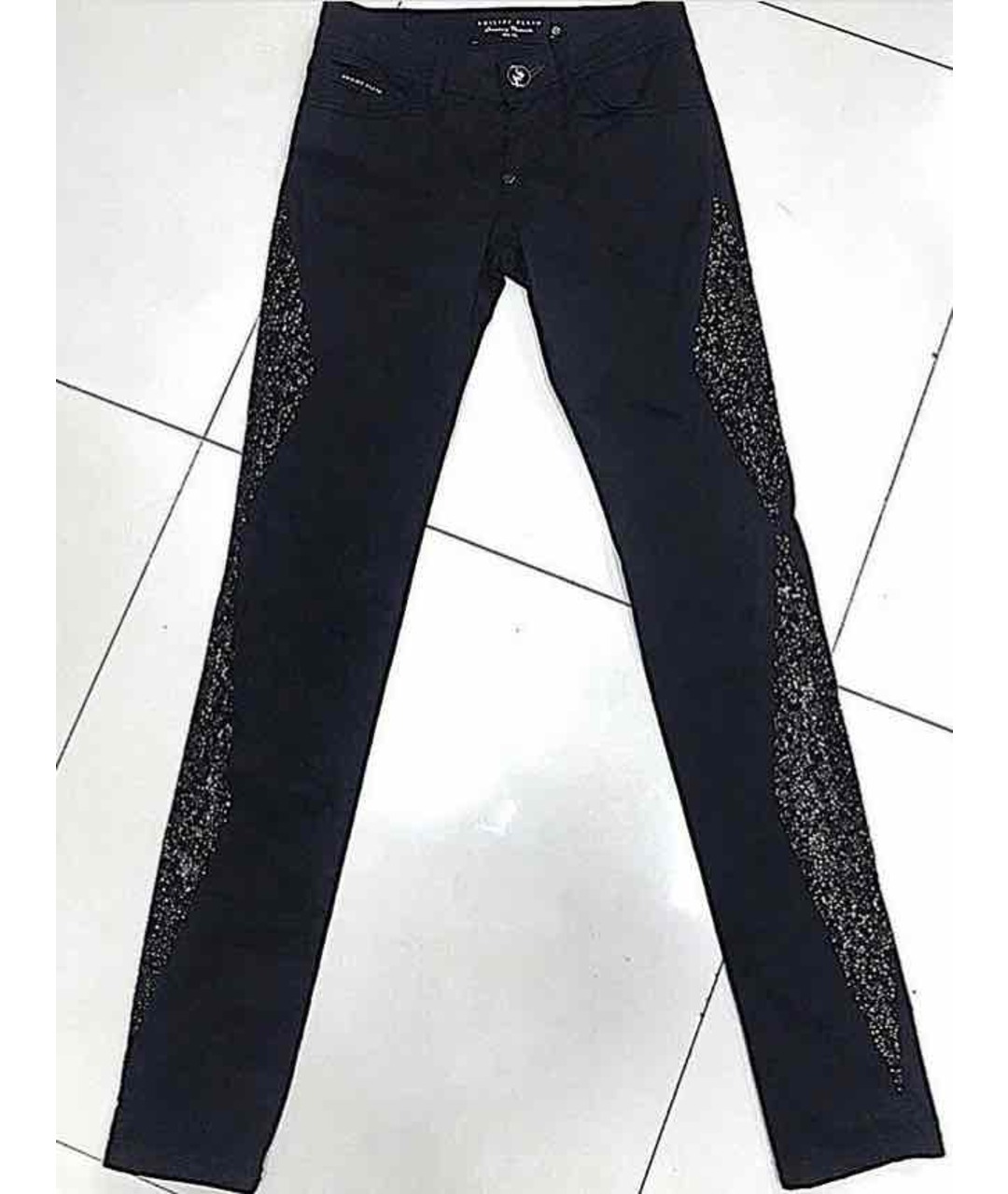 PHILIPP PLEIN Черные хлопко-эластановые прямые джинсы, фото 2