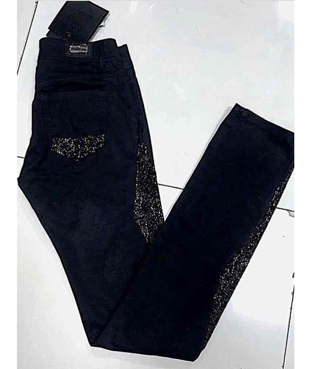 PHILIPP PLEIN Черные хлопко-эластановые прямые джинсы, фото 4