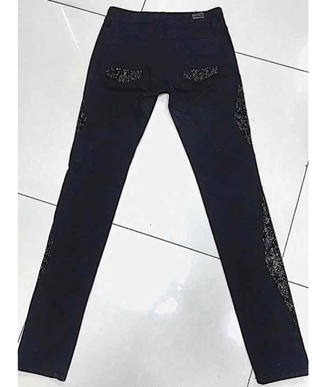 PHILIPP PLEIN Черные хлопко-эластановые прямые джинсы, фото 3