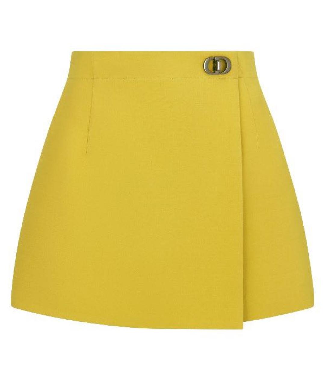 CHRISTIAN DIOR PRE-OWNED Желтая шерстяная юбка-шорты, фото 4