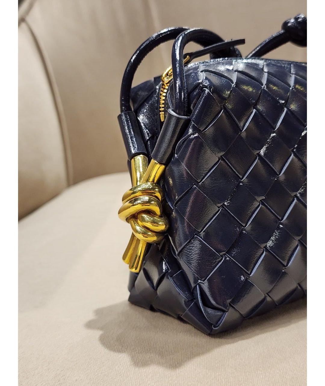 BOTTEGA VENETA Темно-синяя кожаная сумка через плечо, фото 3