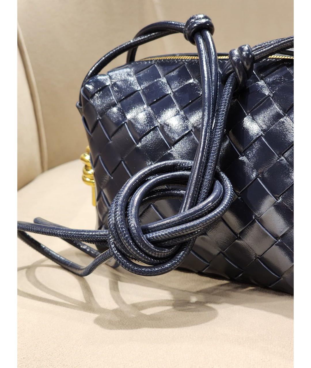 BOTTEGA VENETA Темно-синяя кожаная сумка через плечо, фото 2