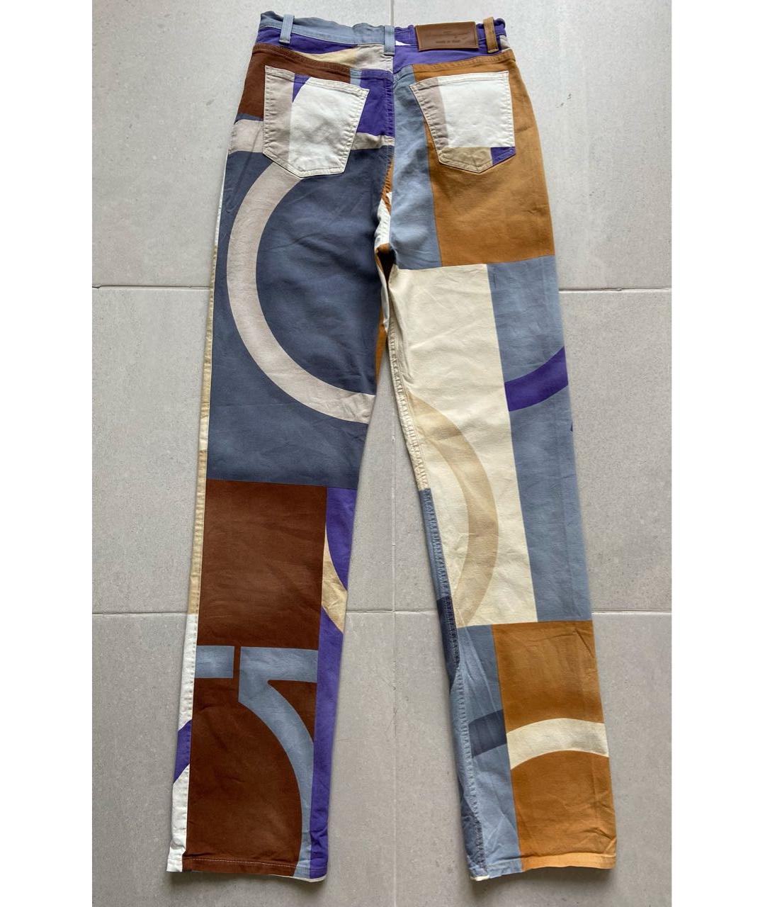SALVATORE FERRAGAMO Мульти хлопко-эластановые брюки узкие, фото 2